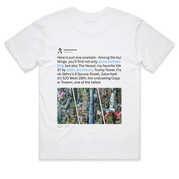 Post: Here is just one example : Among the buildings, you’ll find not only @EmpireStateBldg but also The Vessel, my favorite VIA 57 by @BIG_Architects, Trump Tower, Frank Gehry’s 8 Spruce Street, Zaha Hadid’s 520 West 28th, the undulating Copper Towers, one of the tallest