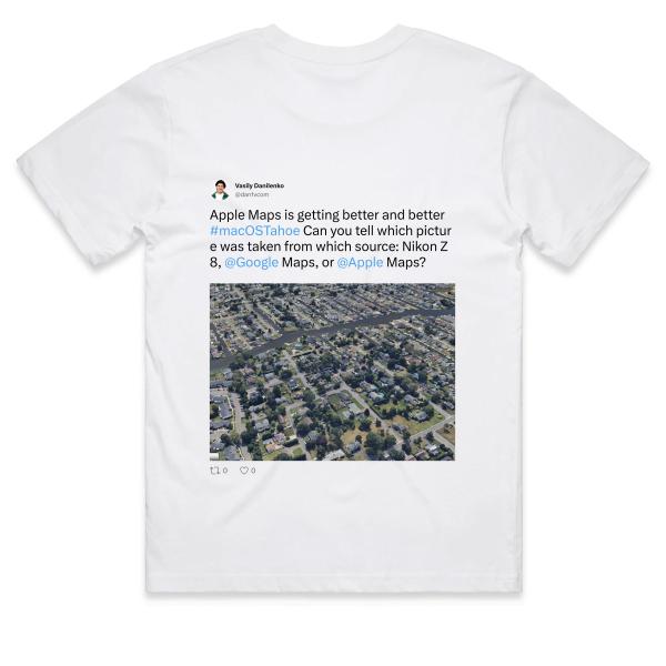 Post: Apple Maps is getting better and better #macOSTahoe Can you tell which picture was taken from which source: Nikon Z8, @Google Maps, or @Apple Maps?